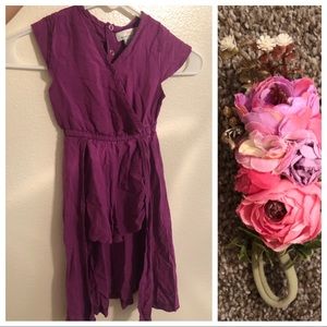 purple flyaway romper & matching floral headpiece